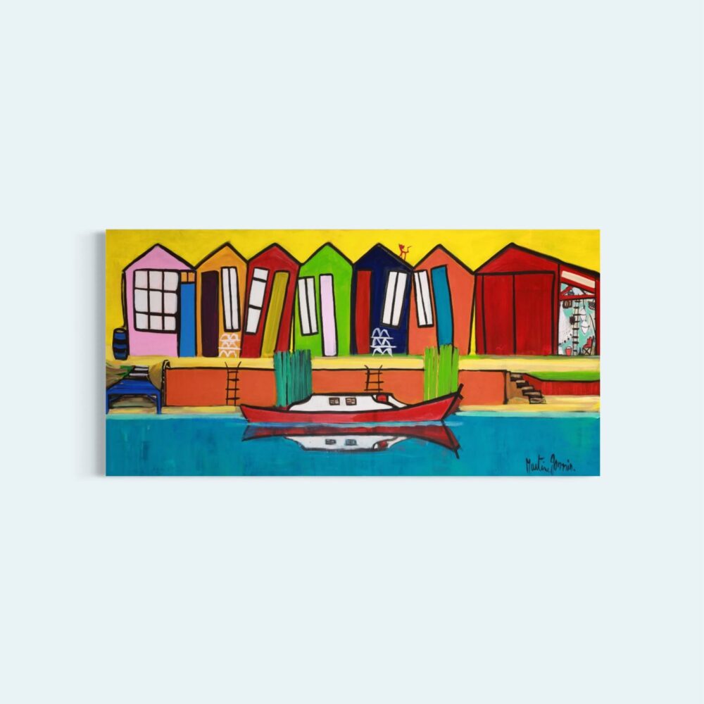 New Reproduction Panoramique Port de Biganos coloré