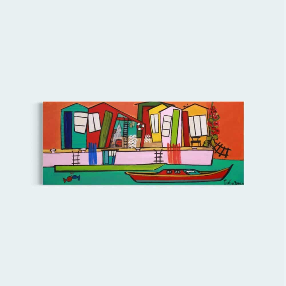 New Reproduction Panoramique Plate et Pinasse colorée