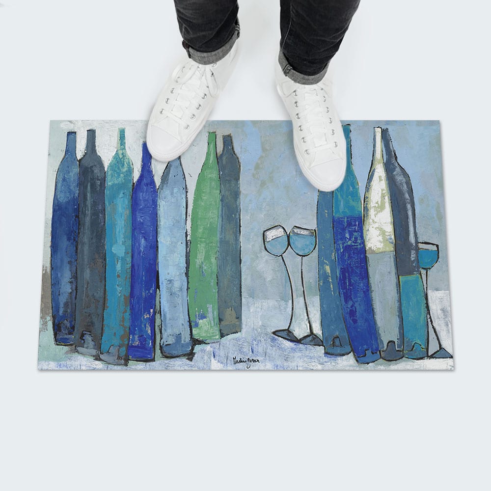 Tapis de sol Bouteilles et verres Bleus